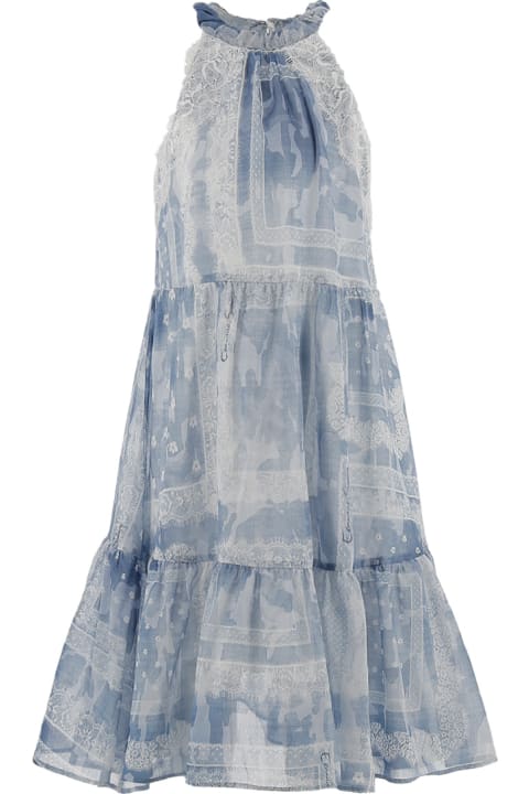 Ermanno Scervino Junior Dresses for Girls Ermanno Scervino Junior Cotton And Silk Voile Sleeveless Dress With Lace