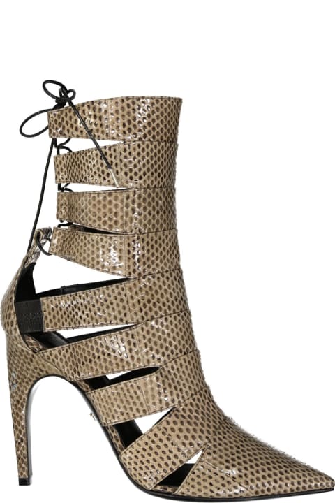 Versace Boots for Women Versace Snake Leather Ankle Boots