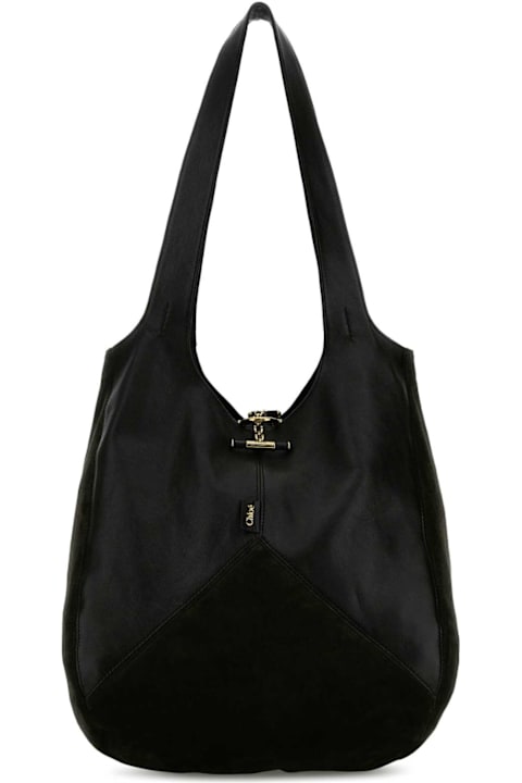 Chloé Black Suede And Leather Balloon Shopping Bag
