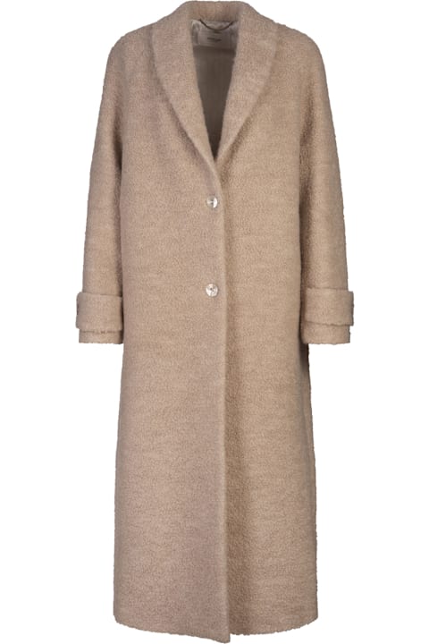 Agnona for Women Agnona Beige Alpaca Blend Single-breasted Long Coat