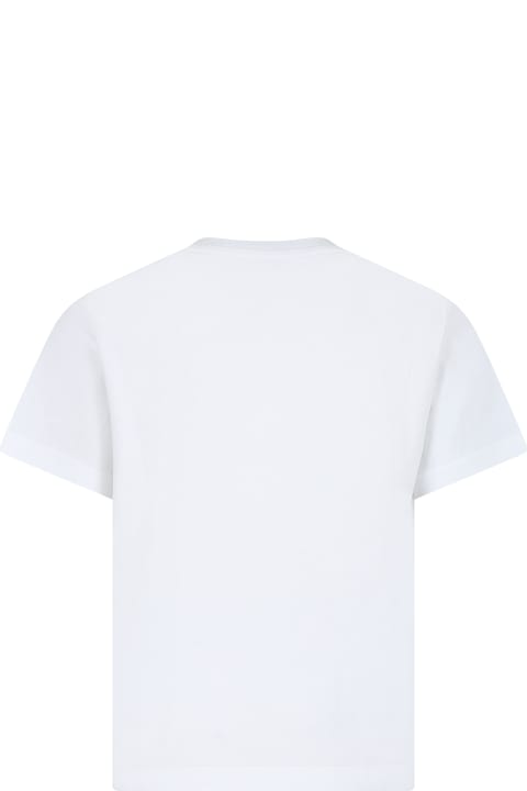 MSGM T-Shirts & Polo Shirts for Women MSGM White T-shirt For Boy With Palm Tree Print And Logo