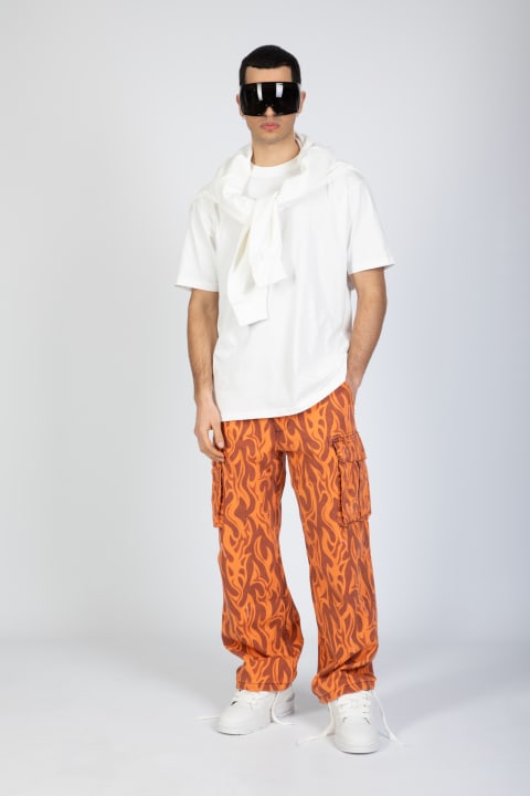 ERL for Men ERL Unisex Printed Cargo Pants Woven Orange Canvas Printed Cargo Pant - Unisex Printed Cargo Pants Woven