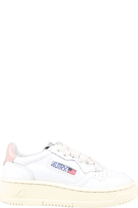 ボーイズ Autryのシューズ Autry White Sneakers For Kids With Pink Deatils