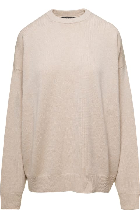 Clothing Sale for Women Balenciaga Beige Oversized Sweater With Logo Embroidery At The Back In Cashmere Woman