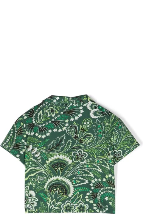 Fashion for Baby Boys Etro Green Bowling Shirt With Paisley Print