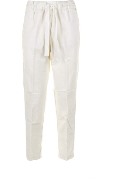 ウィメンズ Mythsのパンツ＆ショーツ Myths White High-waisted Trousers With Drawstring