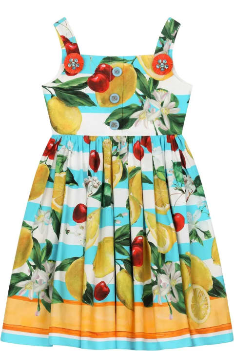 Fashion for Girls Dolce & Gabbana Multicoloured Dress With Lemon And Cherry Print