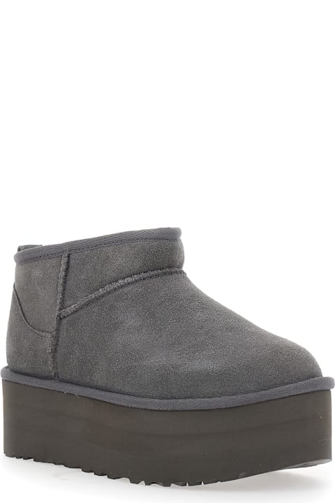 Homeware UGG 'ultra Mini Classic' Grey Pull-on Boots In Suede Woman