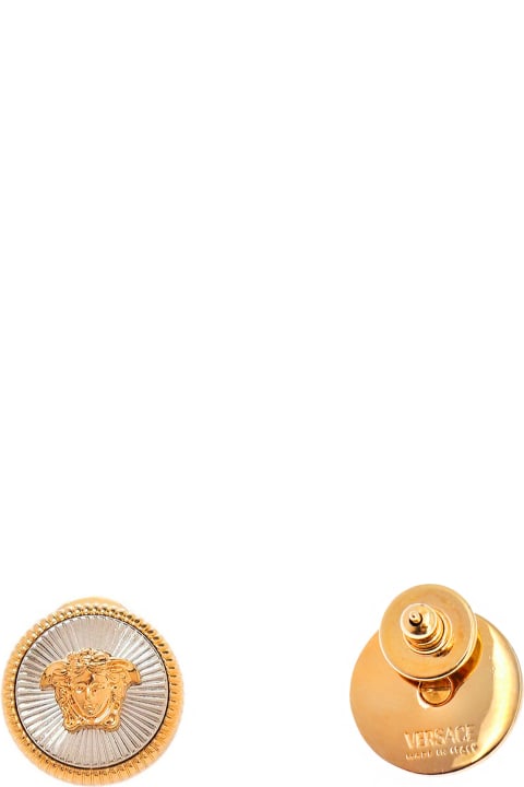 Versace Jewelry for Men Versace Silver And Gold Earrings With Medusa Detail In Metal Woman