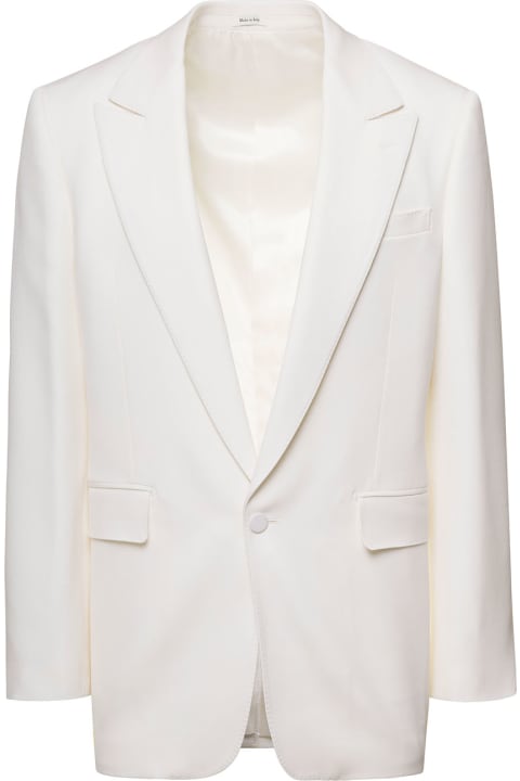 メンズ Alexander McQueenのコート＆ジャケット Alexander McQueen White Single-breasted Jacket With Notched Revers In Wool Woman