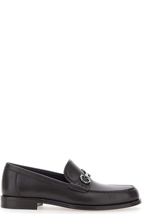 Ferragamo for Kids Ferragamo Brown Loafers With Metallic Gancini Detail On The Front In Leather Man