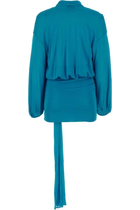 Blumarine for Women Blumarine Turquoise Jersey Mini Dress