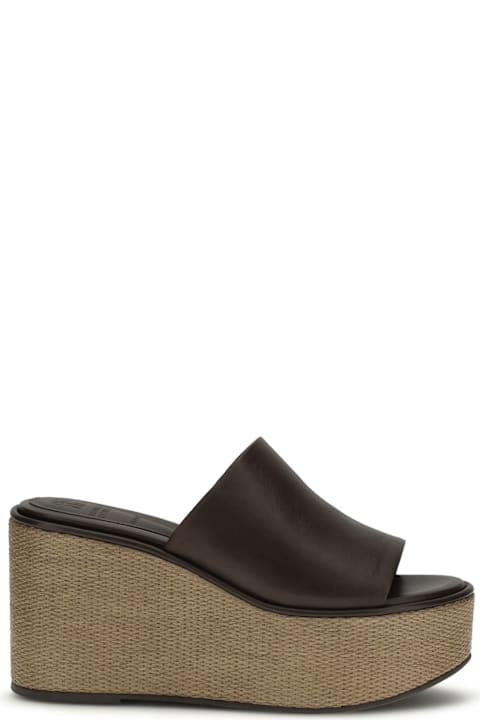 Brunello Cucinelli Leather Wedge Sandals