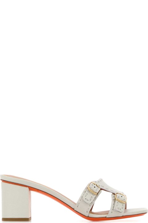 Santoni Chalk Leather Didi Mules