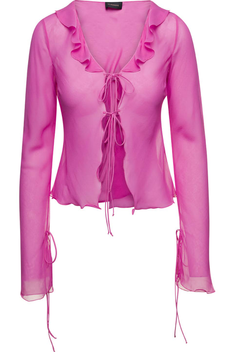 Fashion for Women The Andamane Ruffle-detail Blouse In Pink Silk Woman