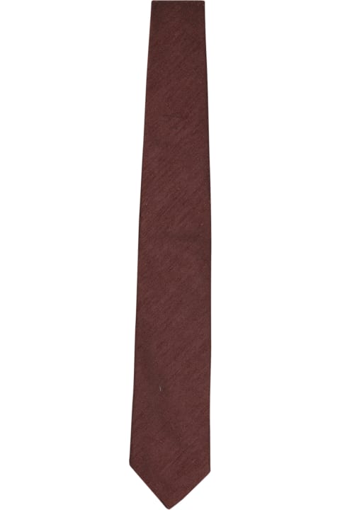 Ties for Men Lardini Chantung Silk Tie - Brown