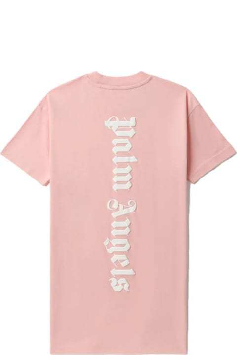 Dresses for Girls Palm Angels Pink Maxi T-shirt Dress With Front And Back Logo
