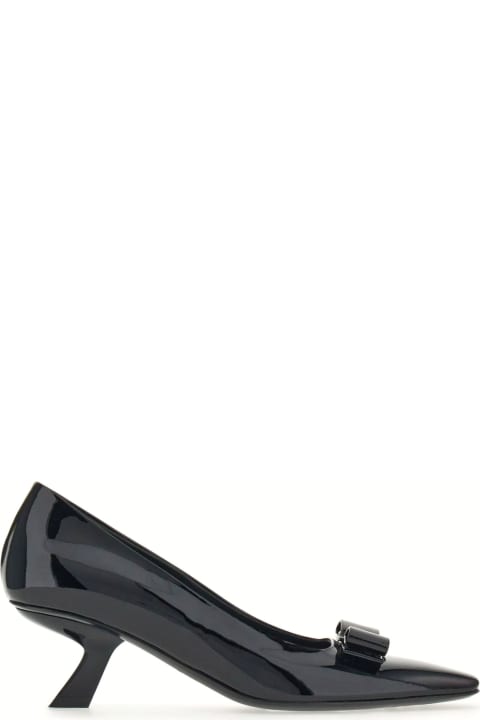 High-Heeled Shoes for Women Ferragamo Black Patent Leather Pump