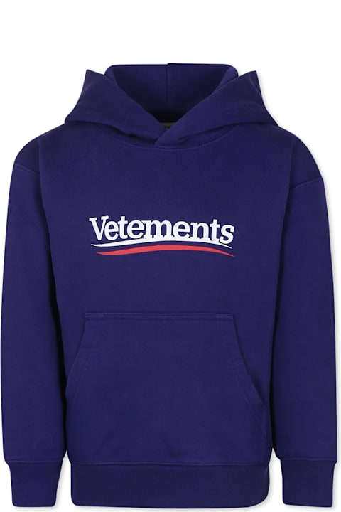 VETEMENTS لـ Kids VETEMENTS Blue Sweatshirt For Kids With Logo