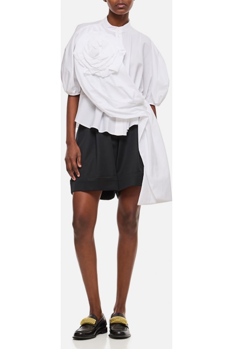 Simone Rocha Topwear for Women Simone Rocha Cropped Puff Sleeve Shirt W/ Rose Sash