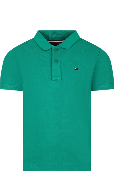 Tommy Hilfiger T-Shirts & Polo Shirts for Boys Tommy Hilfiger Green Polo Shirt For Boy With Logo