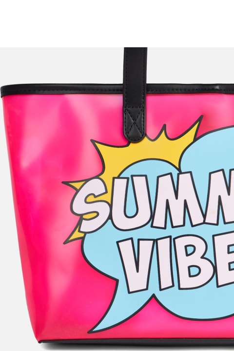 Homeware MC2 Saint Barth Pink Transparent Pvc Beach Bag With Summer Vibes Print