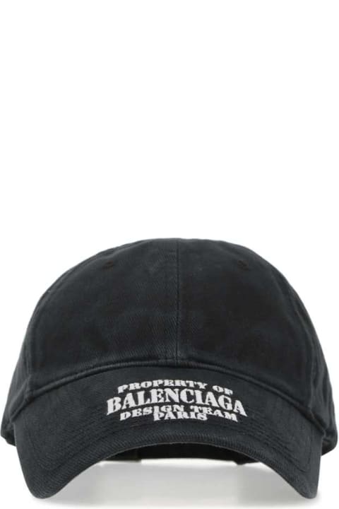 メンズ 帽子 Balenciaga Black Denim Baseball Cap