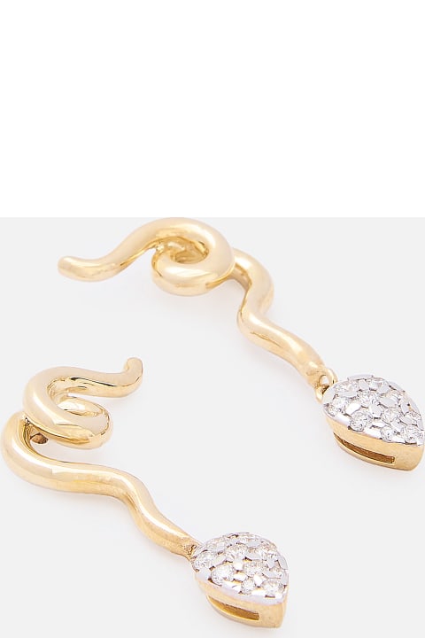 Bea Bongiasca Jewelry for Women Bea Bongiasca 9k Gold Earrings Vine With Diamonds