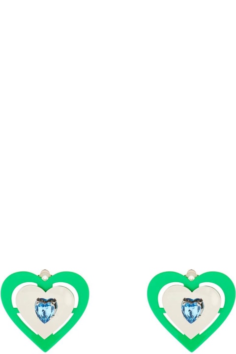 'green Neon Heart' Clip-on Earrings