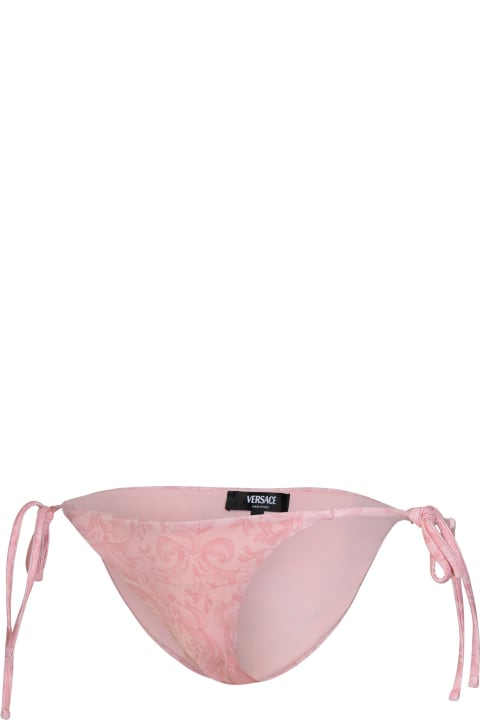 Versace Women Versace 'barocco' Pink Polyester Blend Bikini Bottoms