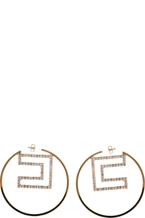 Elisabetta Franchi Earrings for Women Elisabetta Franchi Hoop Earrings With Rhinestone Logo