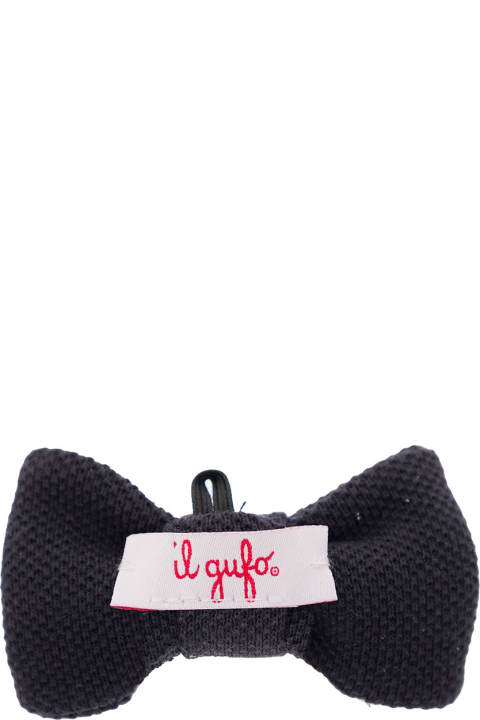 Il Gufo for Kids Il Gufo Black Pre-tied Bow Tie In Linen Baby