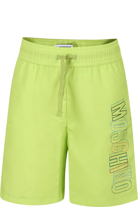 Fashion for Kids Moschino Yellow Swim Shorts For Boy With Logo