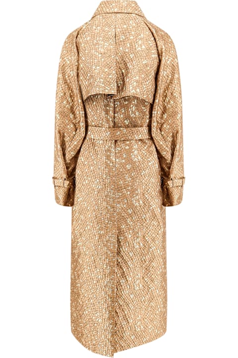 معاطف وجواكت لـ السيدات Max Mara Salsa Oversize Jacquard Fabric Trench With Mosaic Effect
