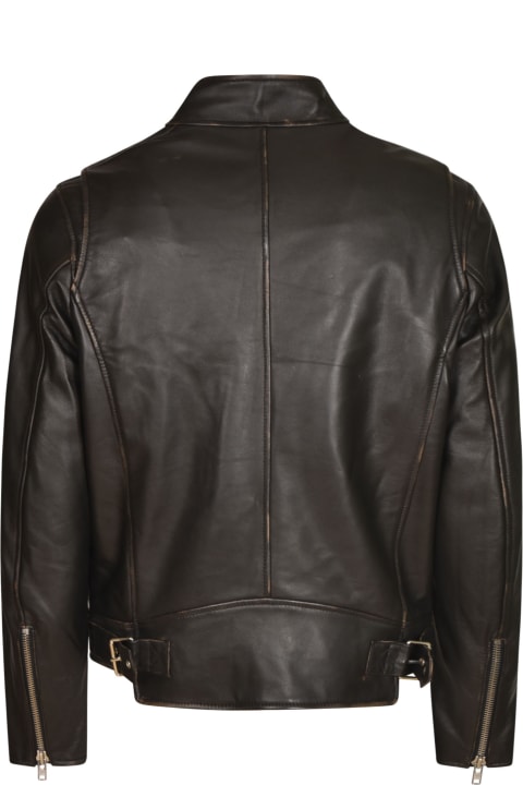 Vintage Effect Leather Zip Jacket