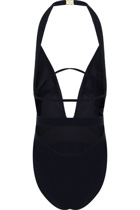 インテリア Dolce & Gabbana Black Polyester Blend One-piece Swimsuit