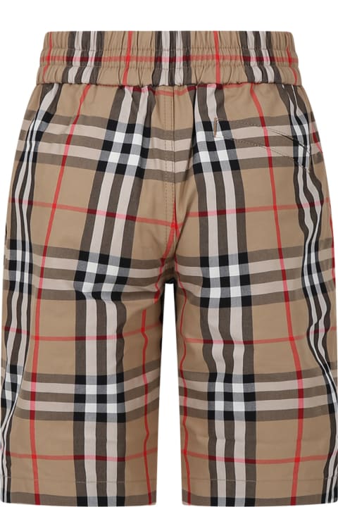 Burberry for Kids Burberry Beige Shorts For Boy With Iconic All-over Vintage Check
