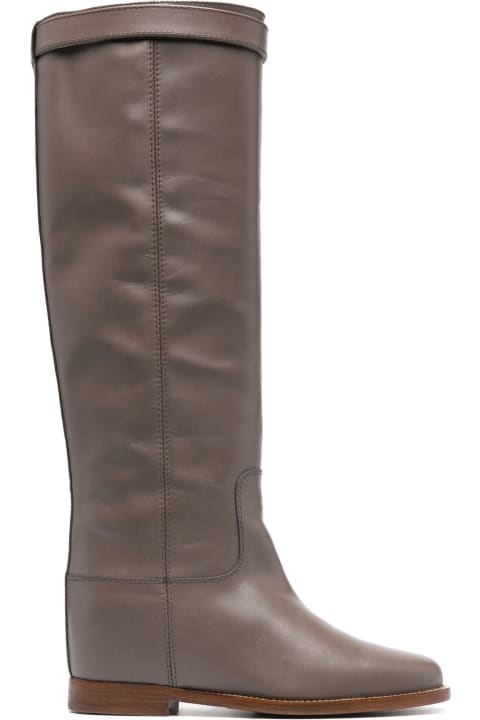 Fashion for Women Via Roma 15 Taupe Grey Calf Leather Boots