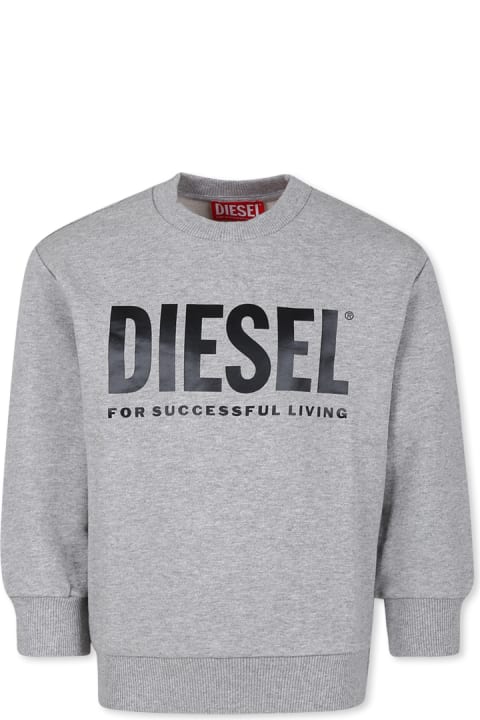 Diesel for Kids Diesel Grey Sweatshirt For Boy With Logo