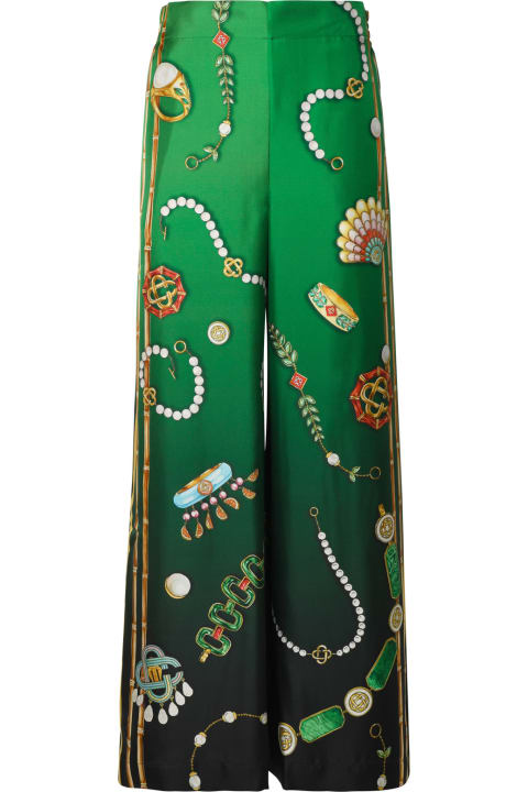 ウィメンズ Casablancaのパンツ＆ショーツ Casablanca Green Silk Trousers