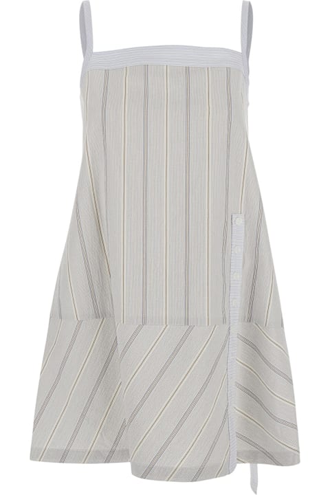 Low Classic for Women Low Classic Blue Dress With Spaghetti Straps And All-over Striped Motif In Cotton Woman