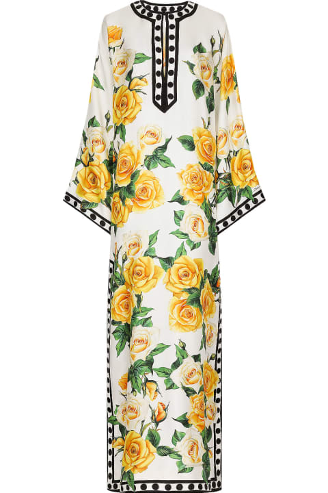 ウィメンズ Dolce & Gabbanaのウェア Dolce & Gabbana Long Printed Silk Kaftano Dress