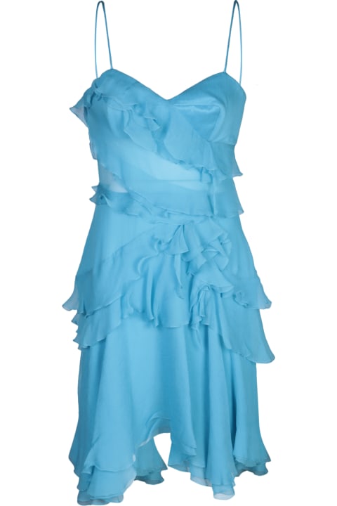 Ermanno Scervino for Women Ermanno Scervino Blue Silk Mini Dress With Ruffles