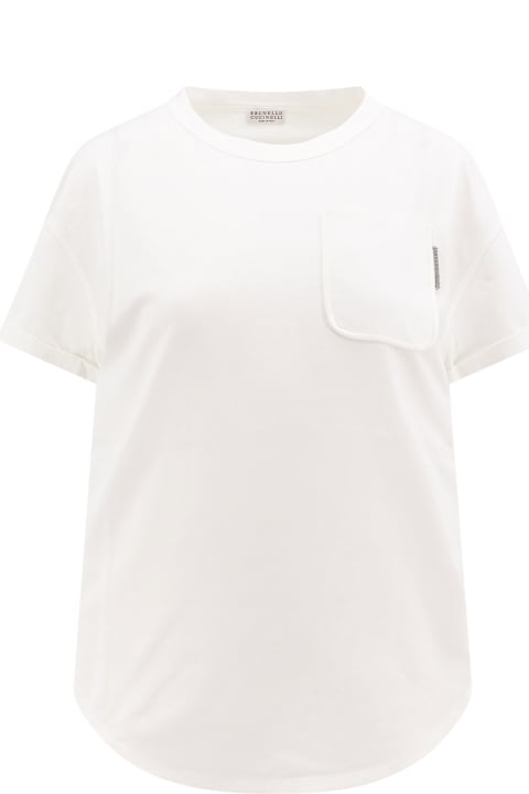 Brunello Cucinelli Clothing for Women Brunello Cucinelli Cotton T-shirt With Iconic Jewel Application
