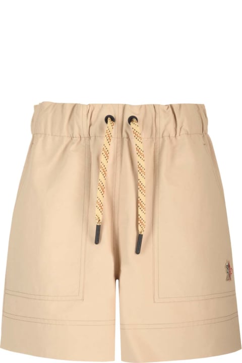 Pants & Shorts for Women Moncler Grenoble Beige Shorts In Froiss Echnique