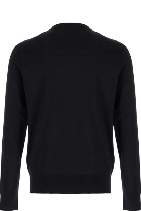 Sweaters for Men Dolce & Gabbana Black Sweater With Tonal Signature Logo In Silk Man