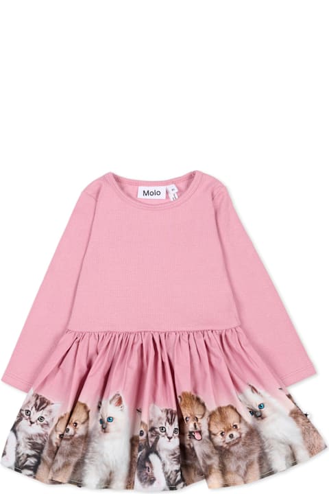 أدوات منزلية Molo Pink Dress For Baby Girl With Animal Print