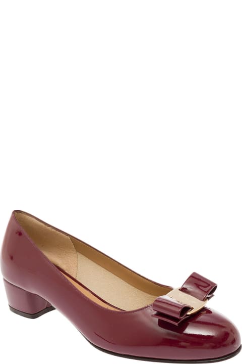 Fashion for Women Ferragamo Burgundy Ballerinas With Squared Heel In Leather Woman