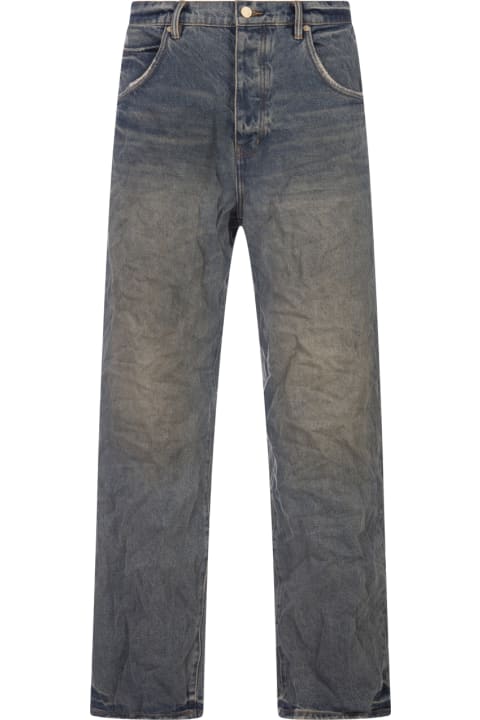 Fashion for Men Purple Brand P018 Relaxed Vintage Dirty Jeans In Light Indigo