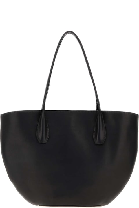 The Row for Kids The Row Black Leather Alger Shopping Bag